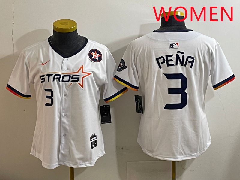 Women Houston Astros #3 Pena White three generations Joint Name Nike 2025 MLB Jersey style 6